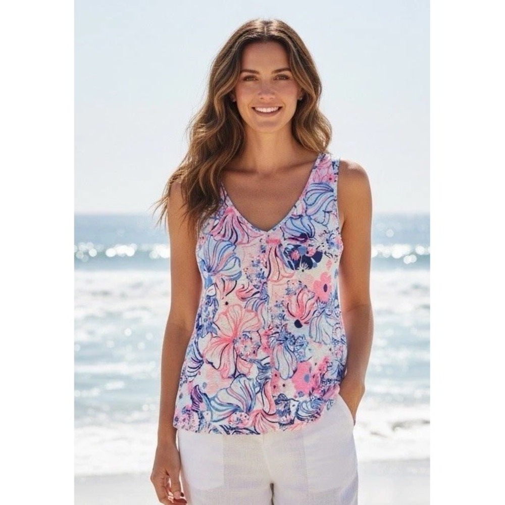 New Lilly Pulitzer Gigi Tank EUC Size XXL Prosecco Pink Make a Splash 2XL Plus